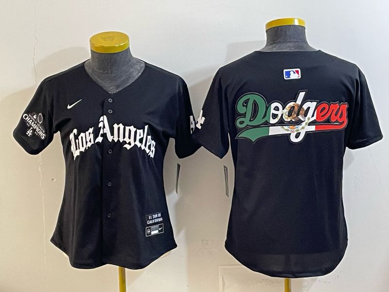 Women 2026 Los Angeles Dodgers Blank Black Game Nike MLB Jersey style 009